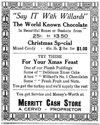 Merritt Cash Store Christmas advertisement