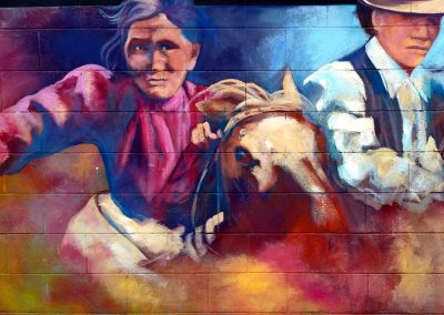 Mural of a ladies horse race
