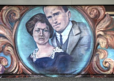 Mural portraits on the museum building