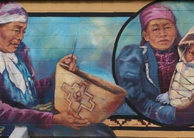 Mural detail of a basket weaver